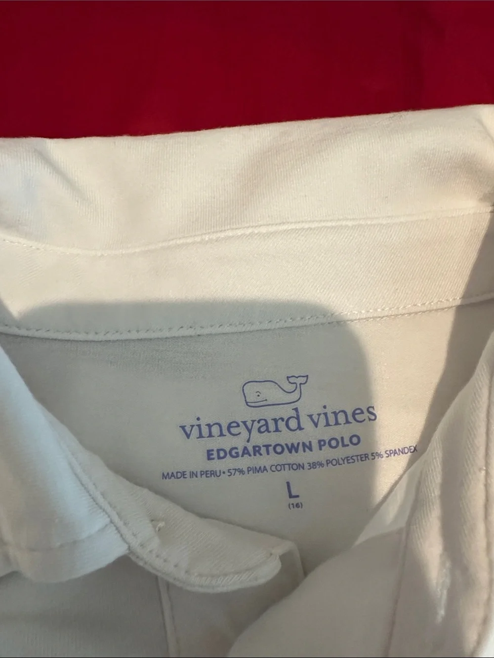 Vineyard Vines Red Quilted Vest with Navy Trim and white collared long sleeve